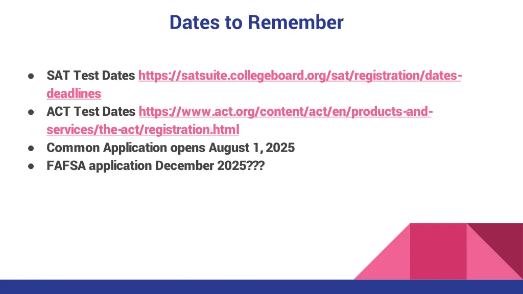 dates to remember