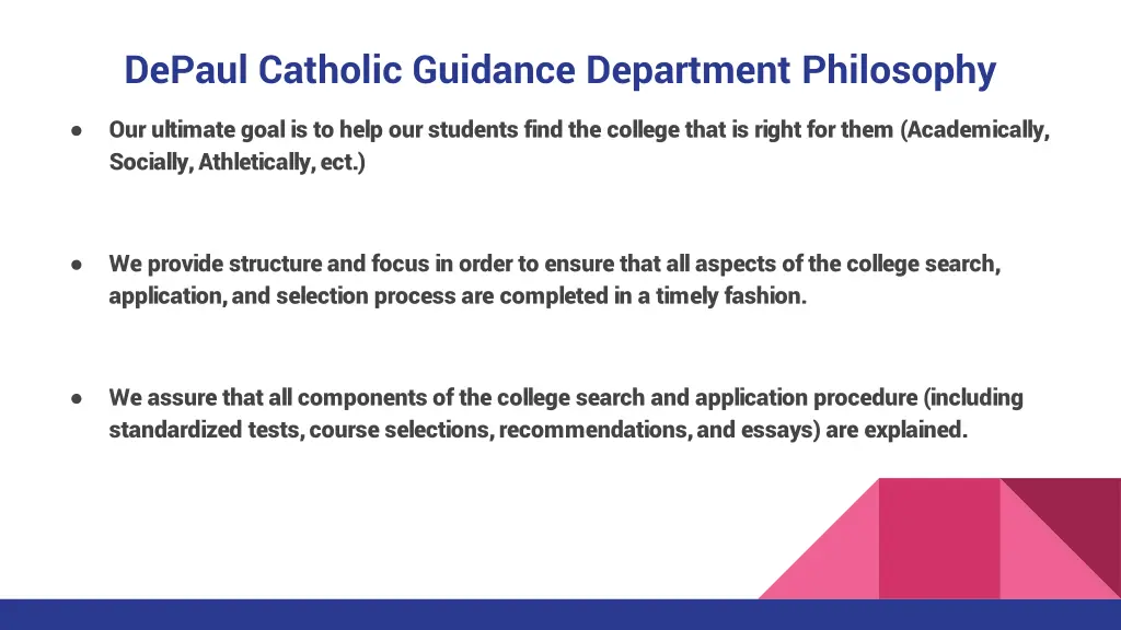 depaul catholic guidance department philosophy