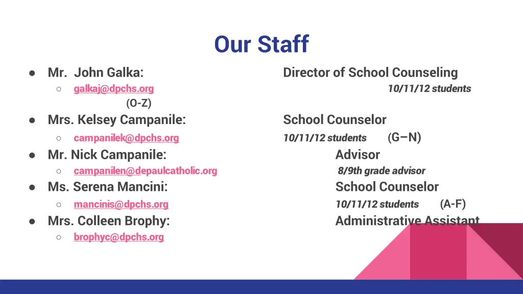 our staff