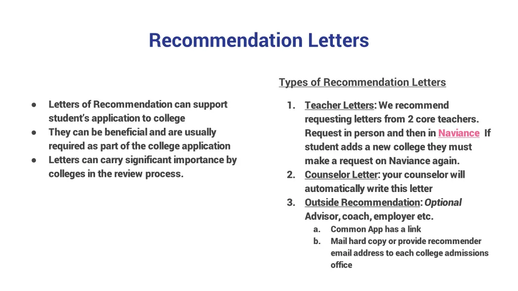 recommendation letters