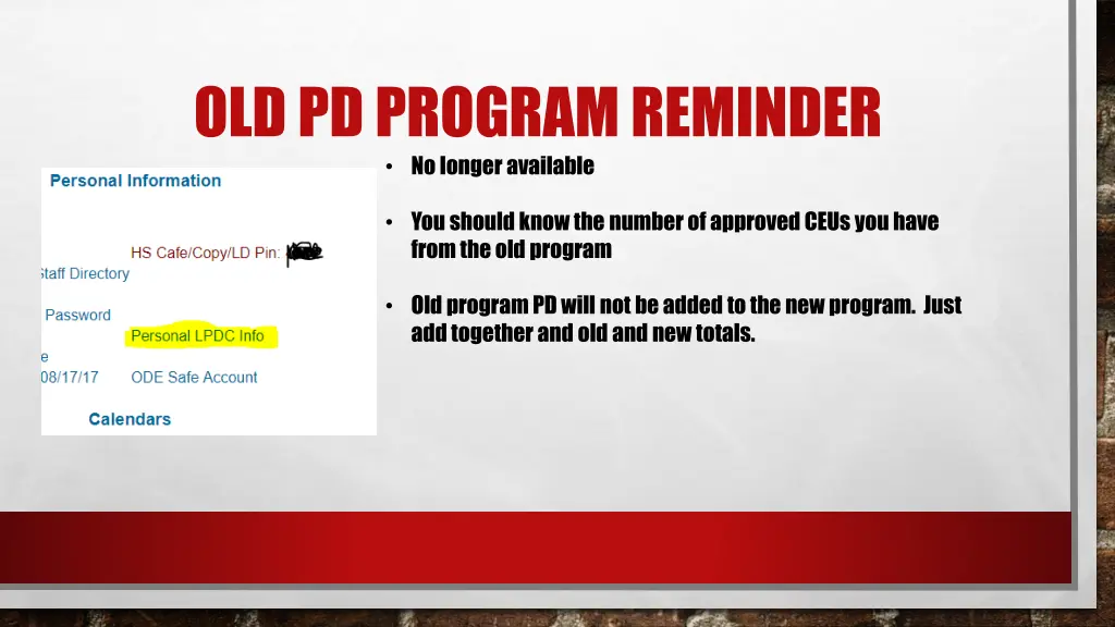 old pd program reminder no longer available