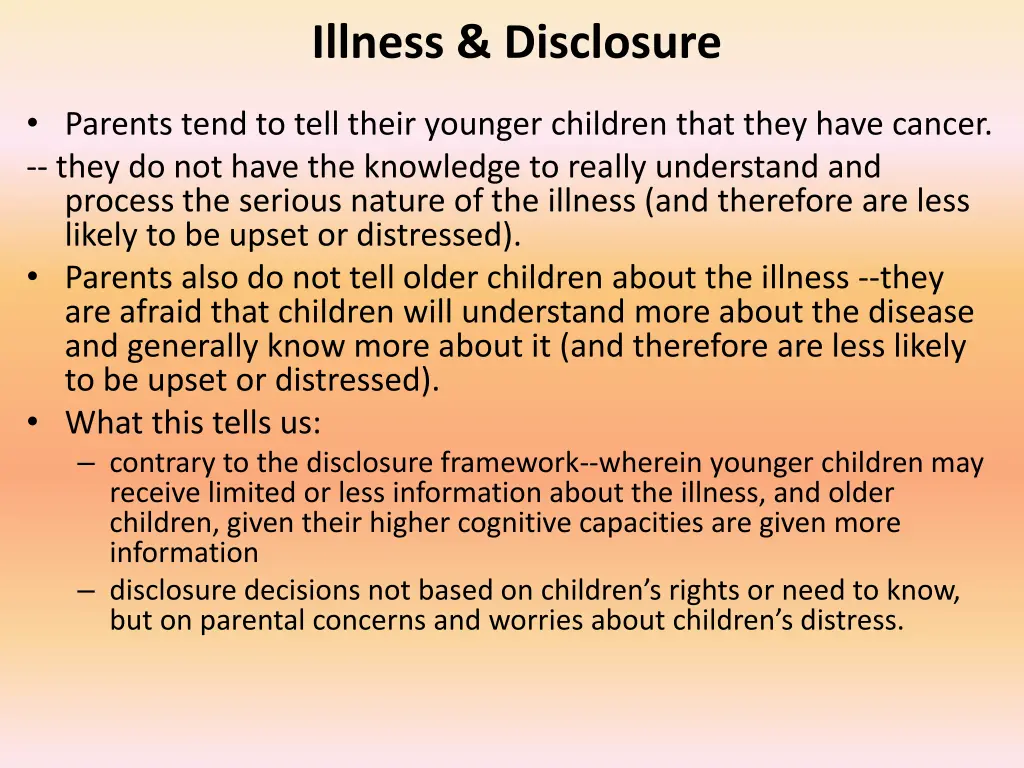 illness disclosure
