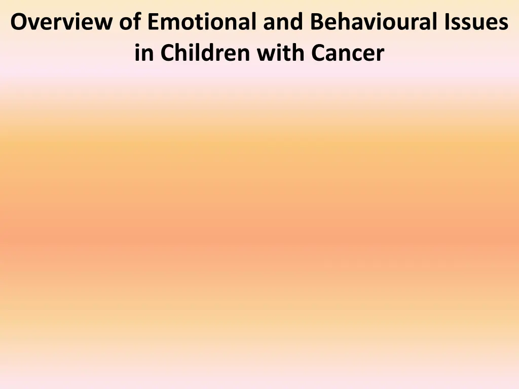 overview of emotional and behavioural issues