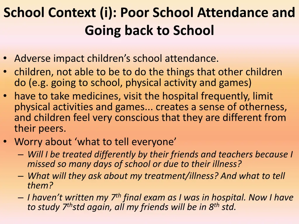 school context i poor school attendance and going