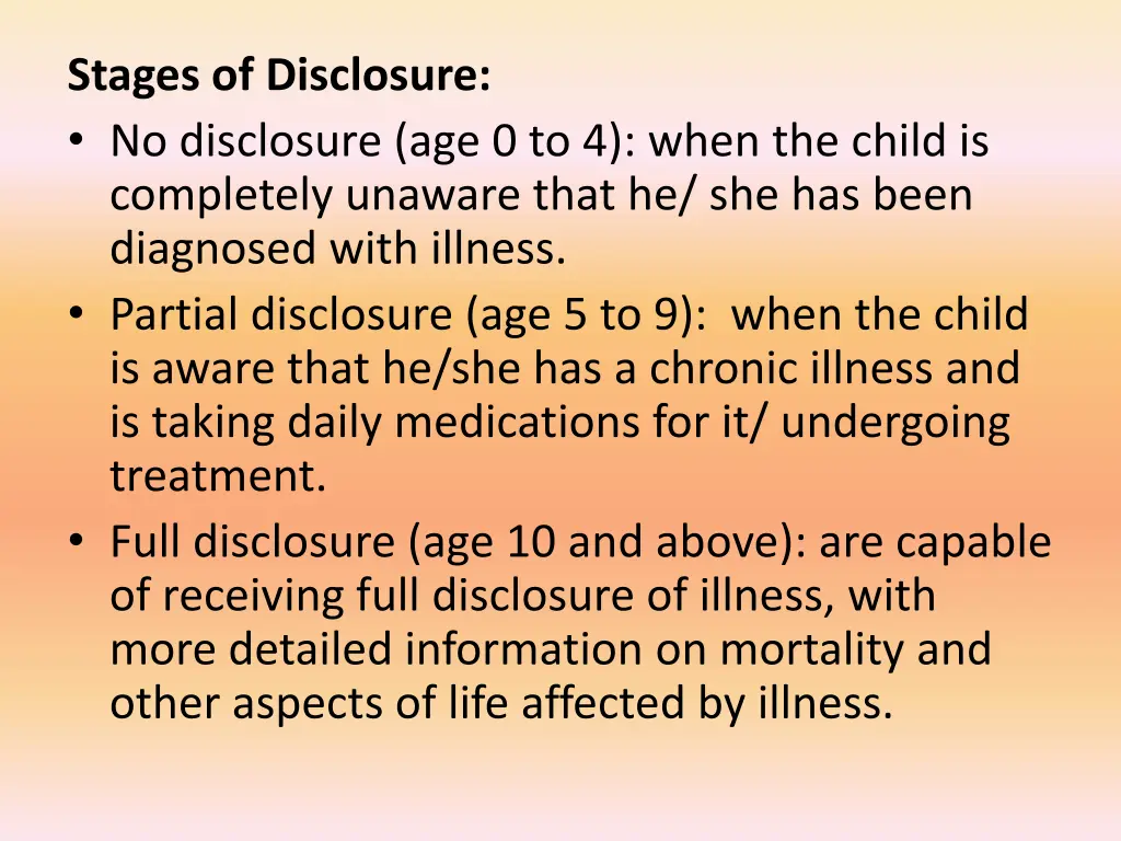 stages of disclosure no disclosure
