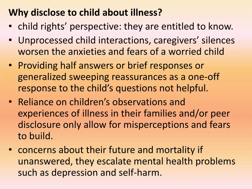 why disclose to child about illness child rights