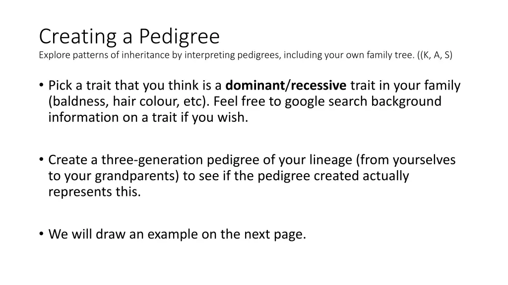 creating a pedigree explore patterns