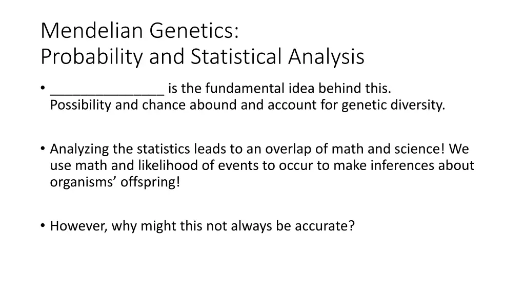 mendelian genetics probability and statistical