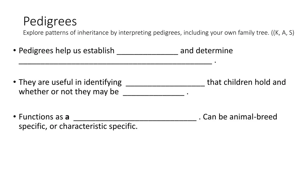 pedigrees explore patterns of inheritance