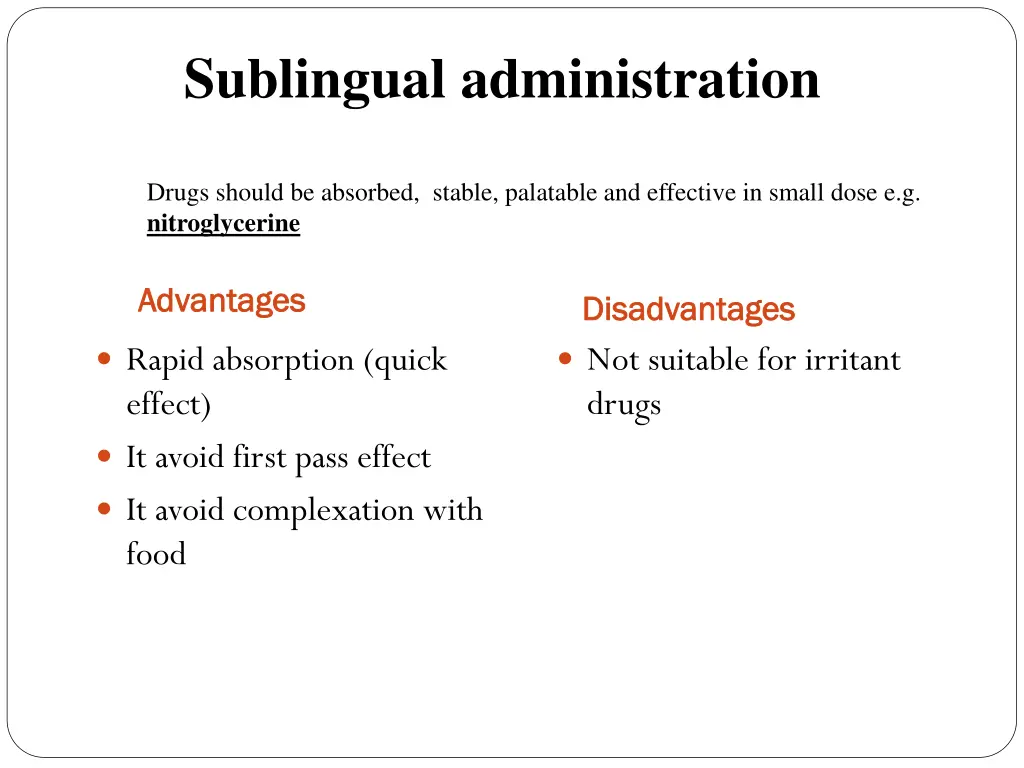 sublingual administration