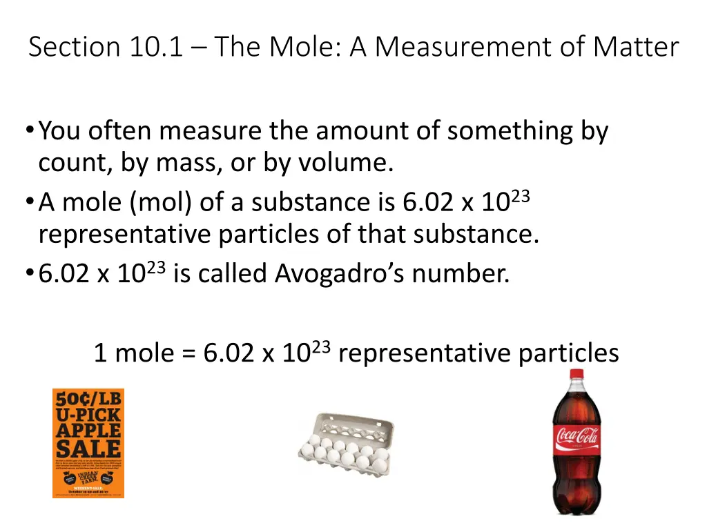 section 10 1 the mole a measurement of matter