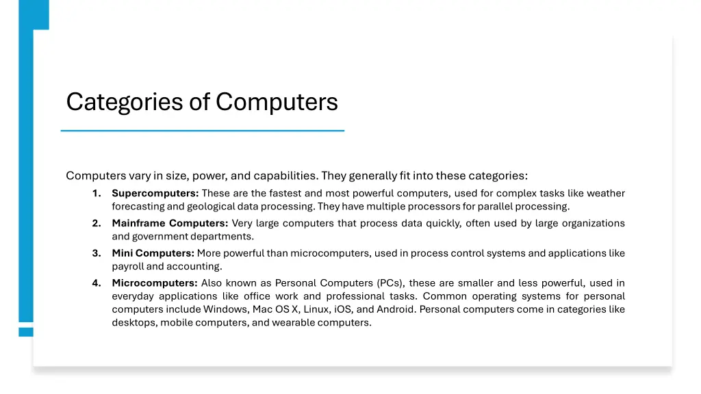 categories of computers