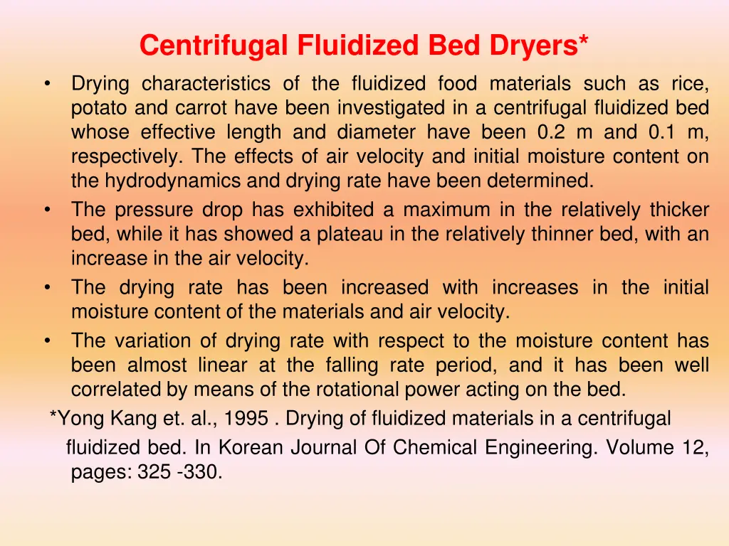 centrifugal fluidized bed dryers drying