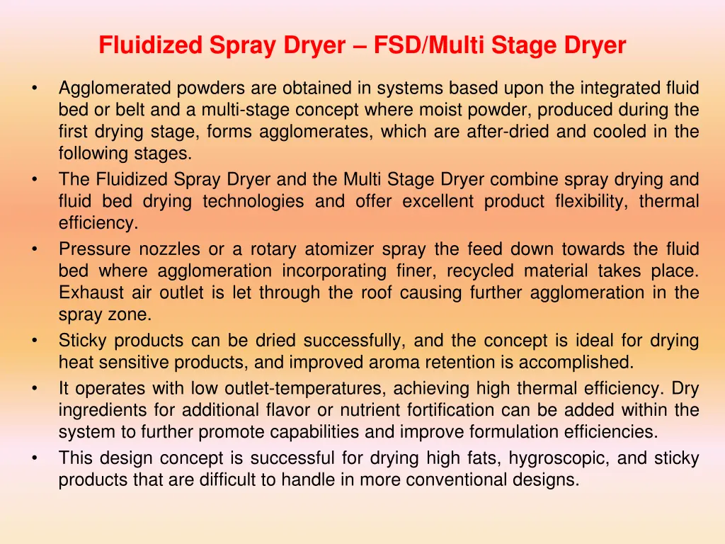 fluidized spray dryer fsd multi stage dryer