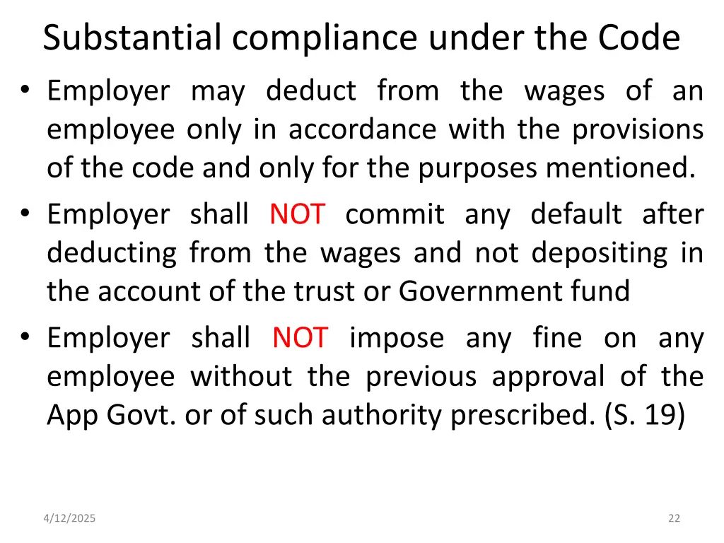 substantial compliance under the code employer 2