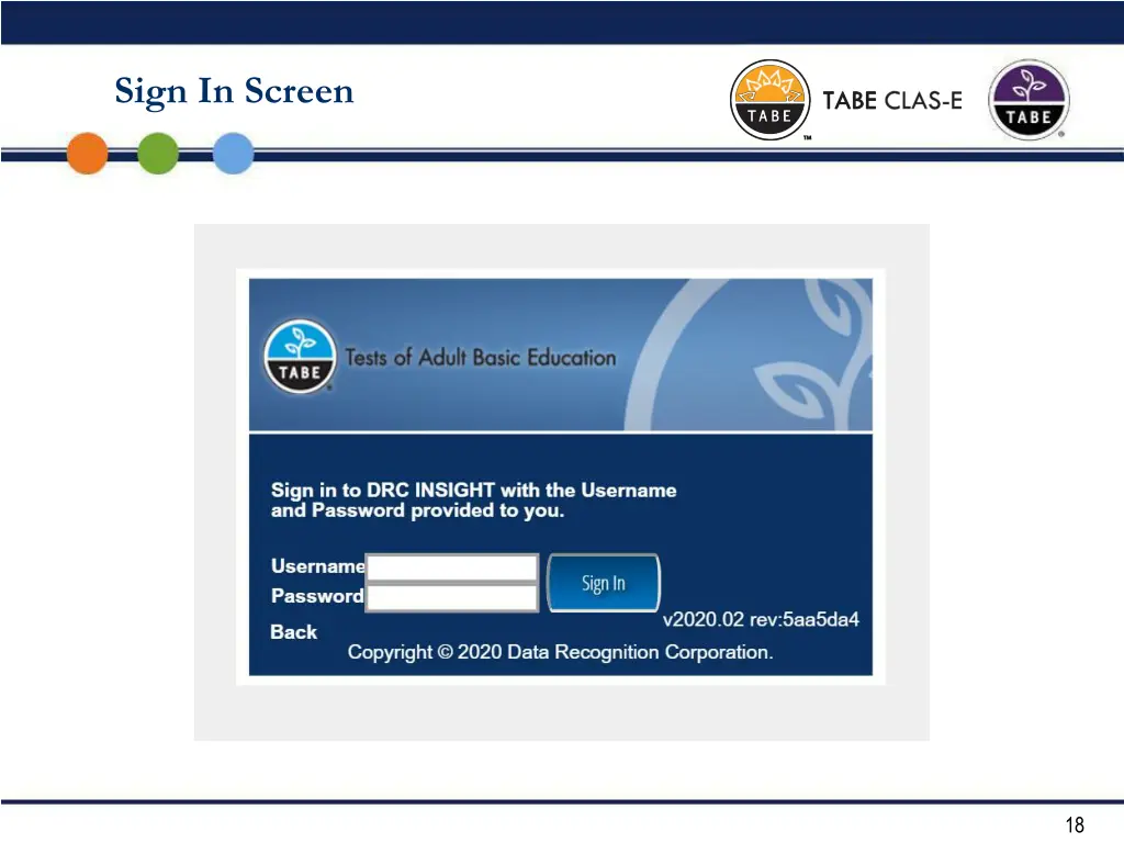 sign in screen
