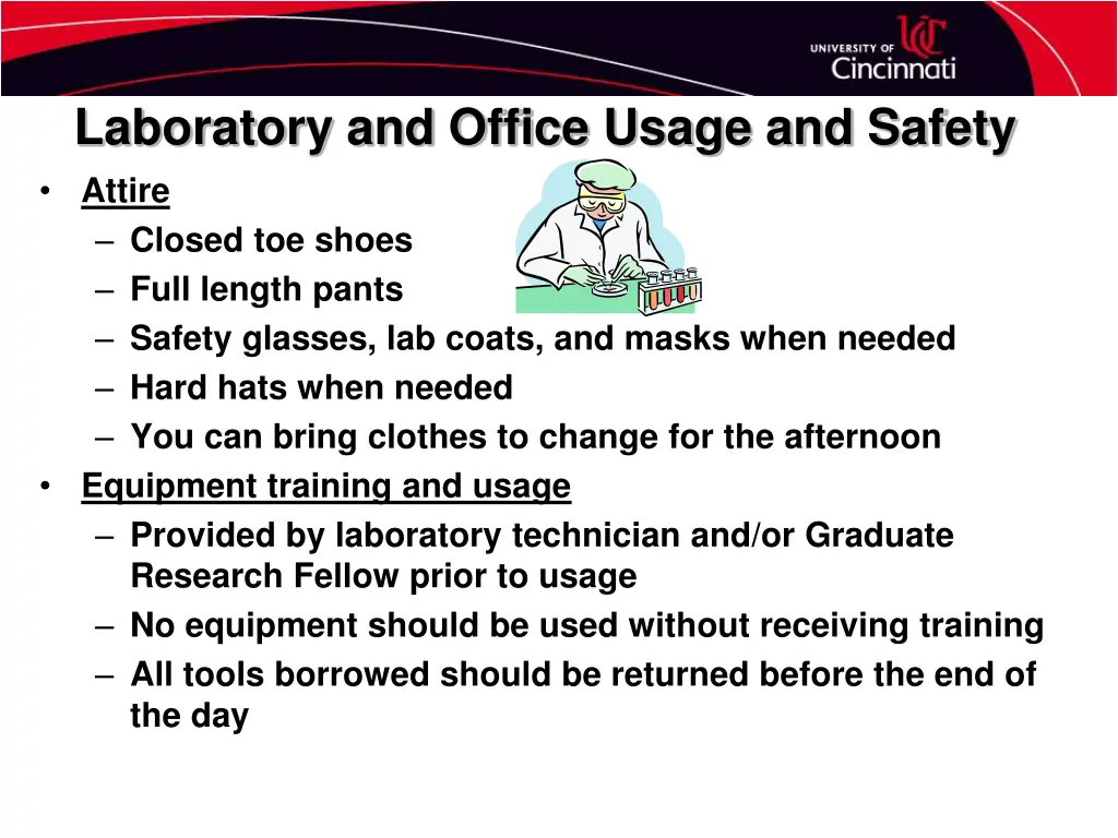 laboratory and office usage and safety attire
