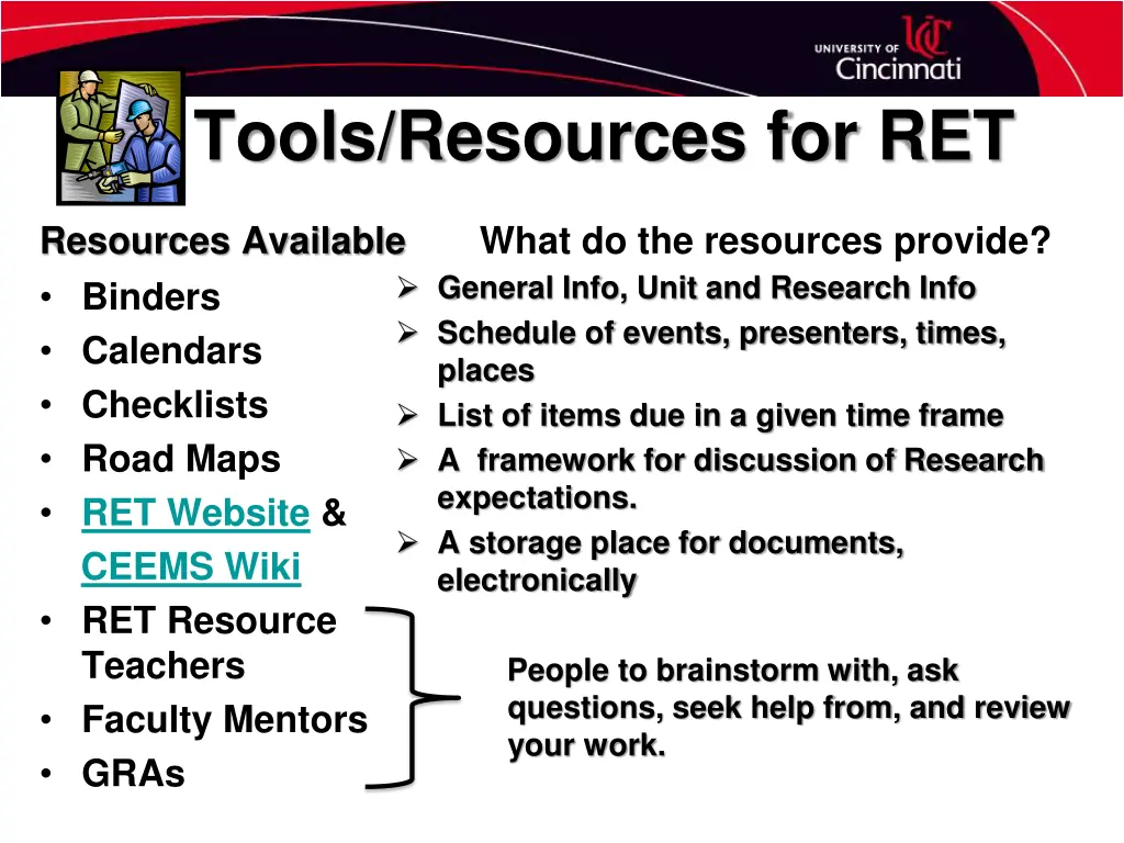 tools resources for ret
