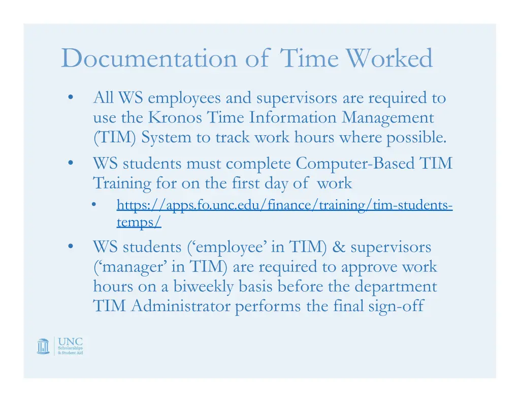 documentation of time worked