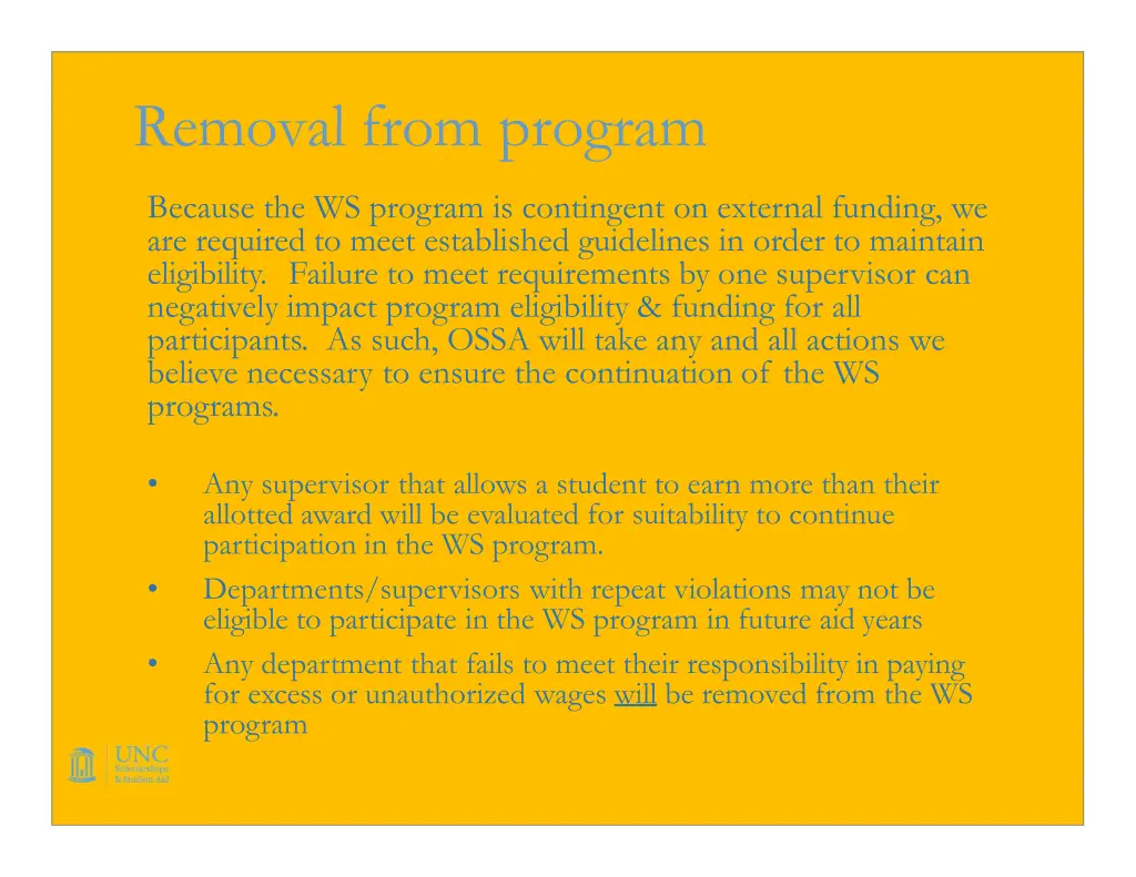 removal from program