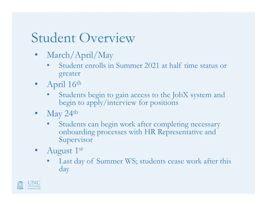 student overview