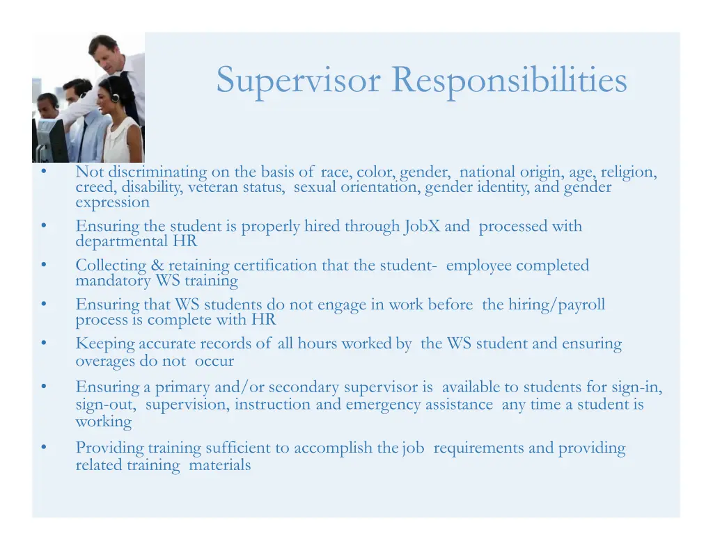 supervisor responsibilities