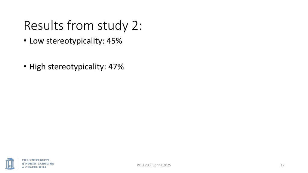 results from study 2 low stereotypicality 45