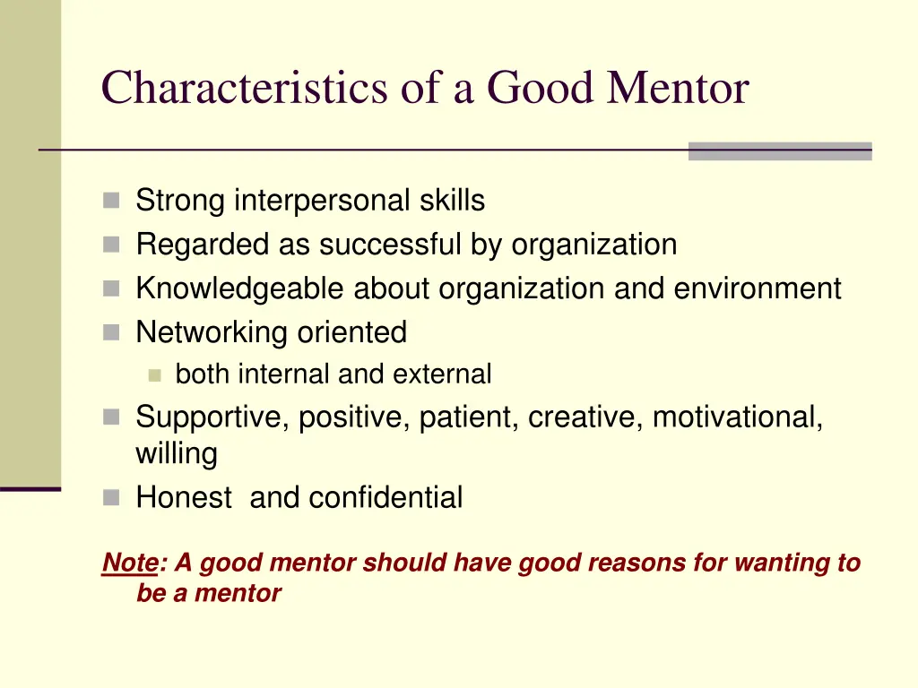 characteristics of a good mentor