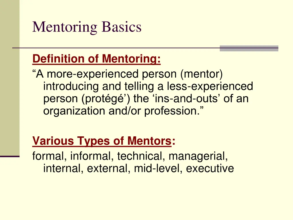 mentoring basics