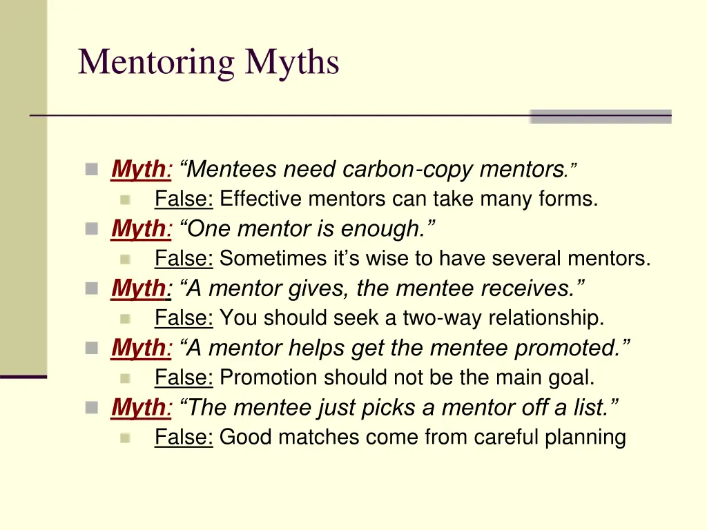 mentoring myths
