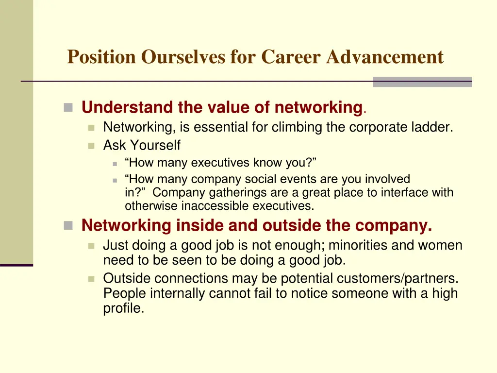 position ourselves for career advancement 1