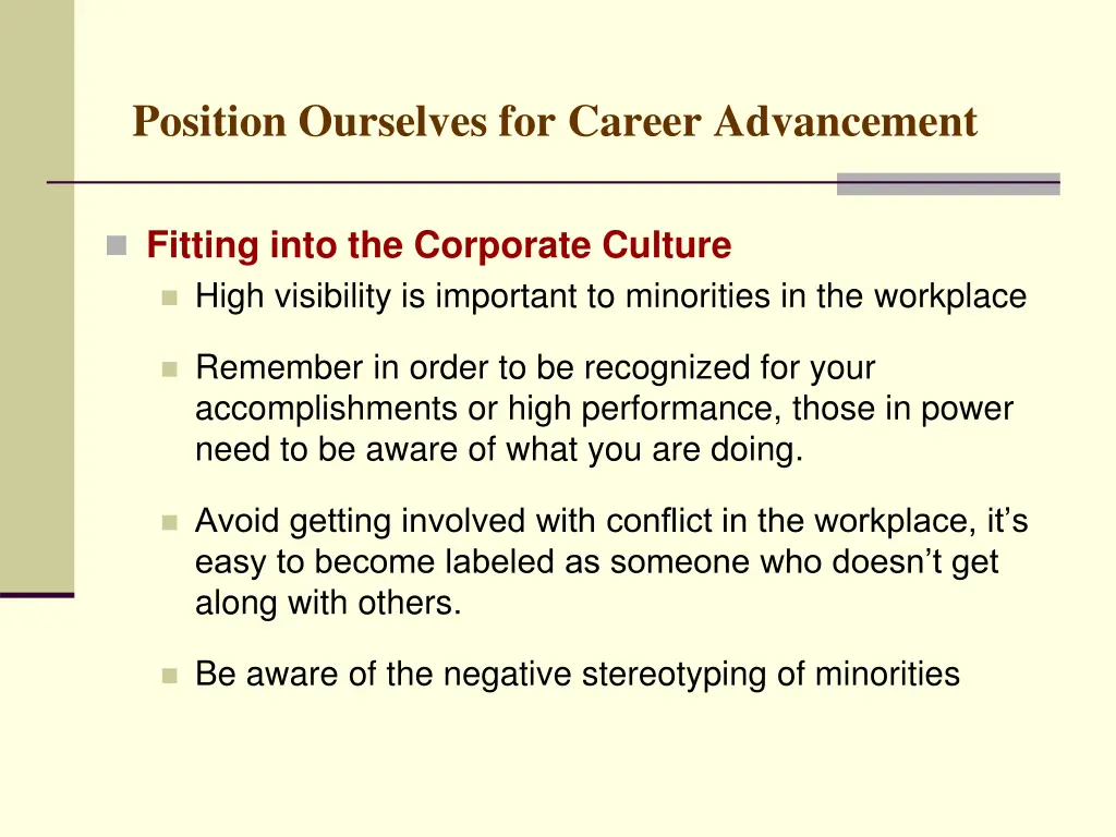 position ourselves for career advancement 6
