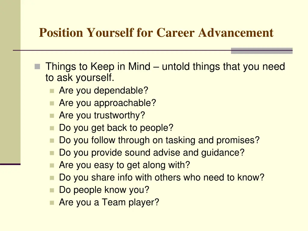 position yourself for career advancement