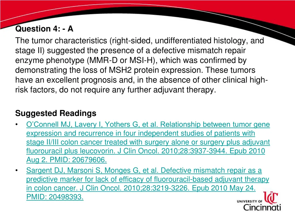 question 4 a the tumor characteristics right