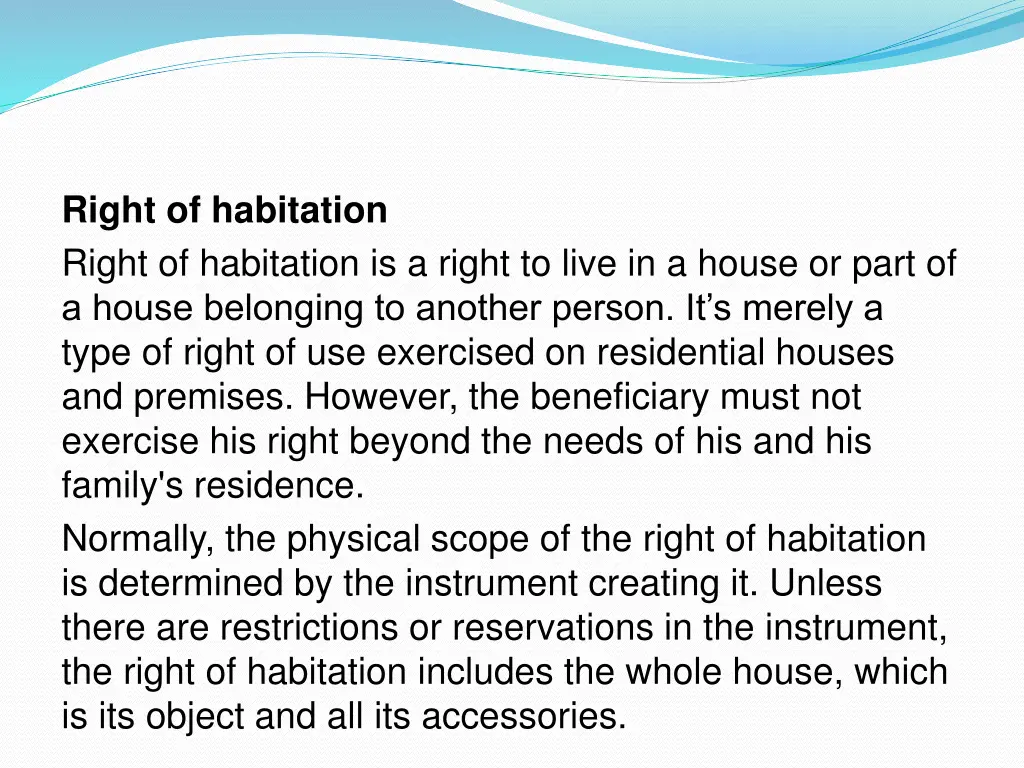 right of habitation right of habitation
