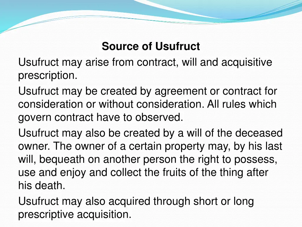 source of usufruct