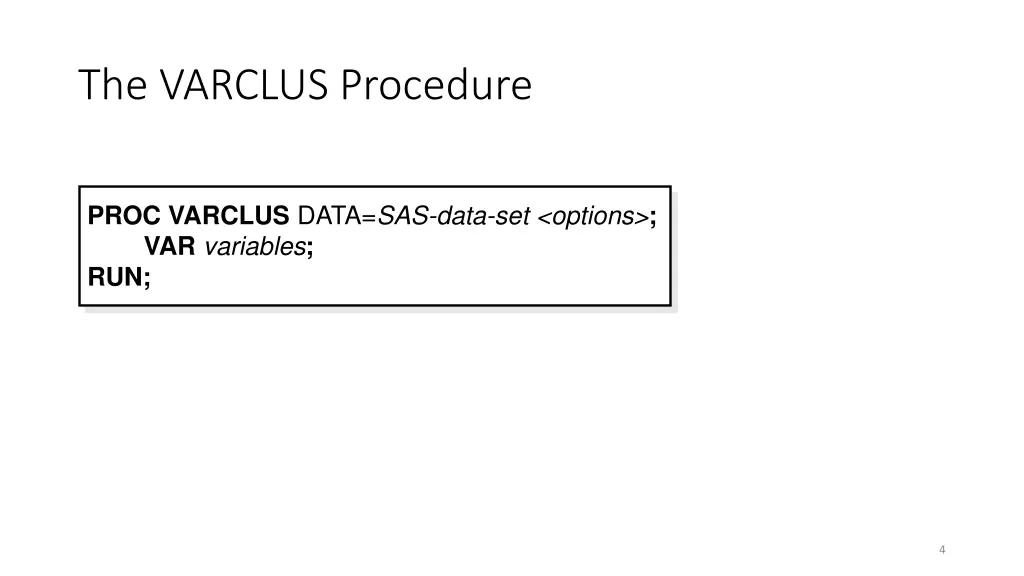 the varclus procedure