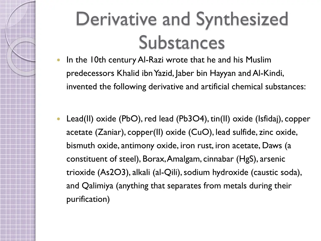 derivative and synthesized substances in the 10th