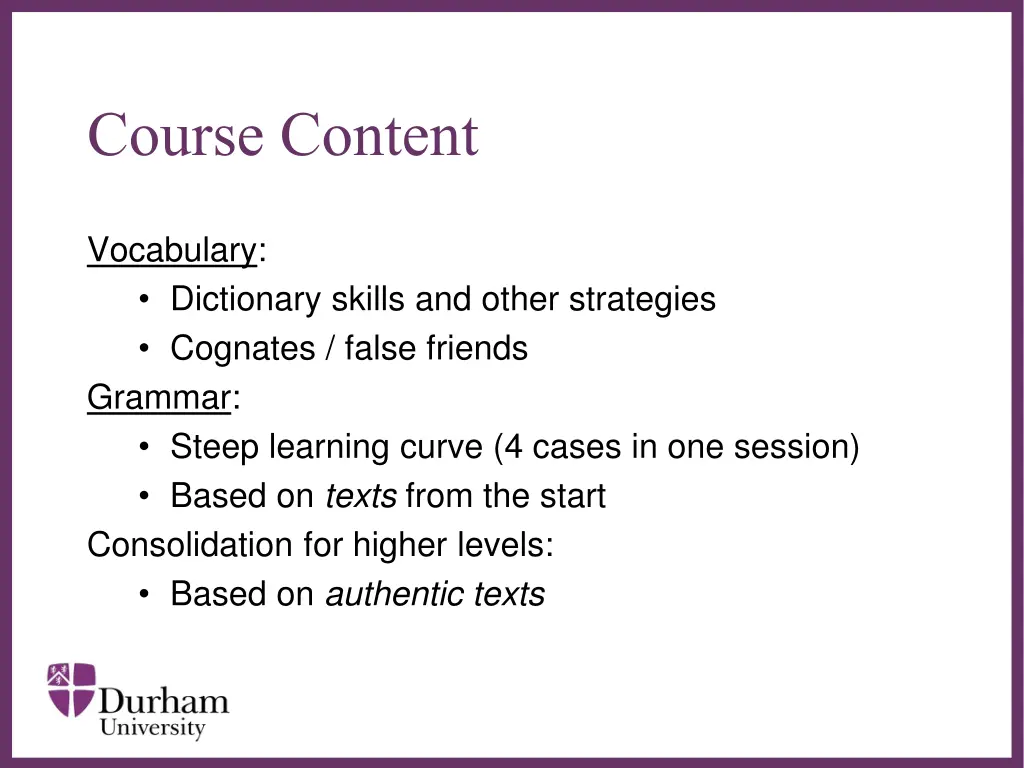 course content