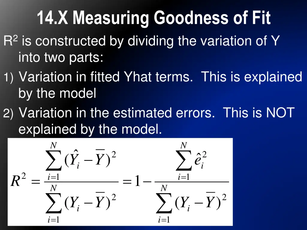 14 x measuring goodness of fit r 2 is constructed
