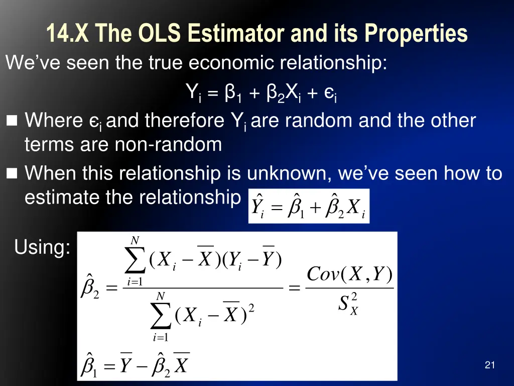 14 x the ols estimator and its properties