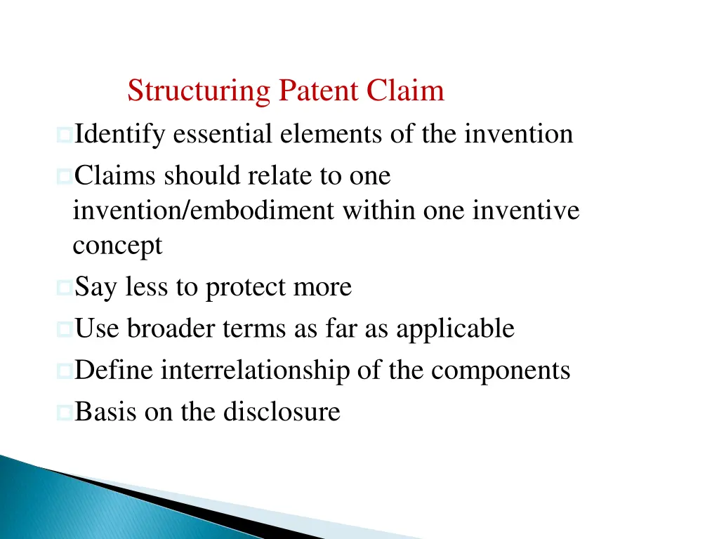 structuring patent claim identify essential