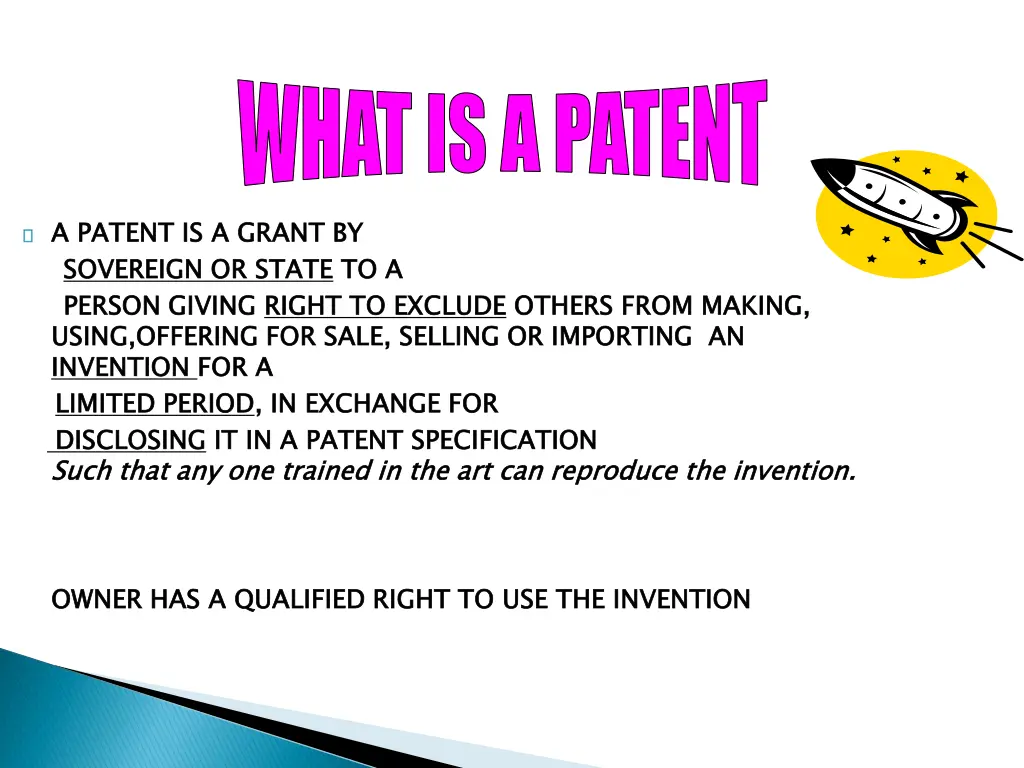 what is a patent