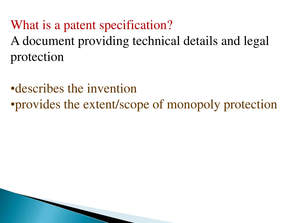 what is a patent specification a document