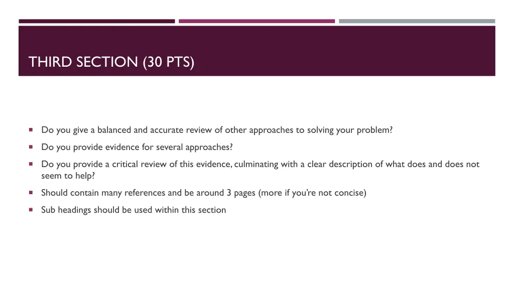 third section 30 pts