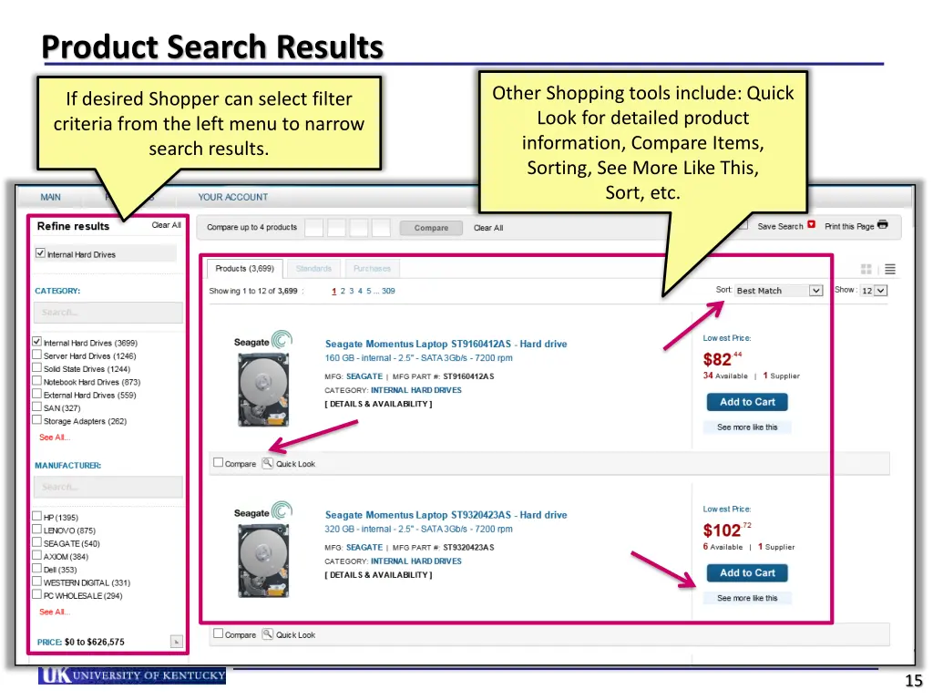 product search results