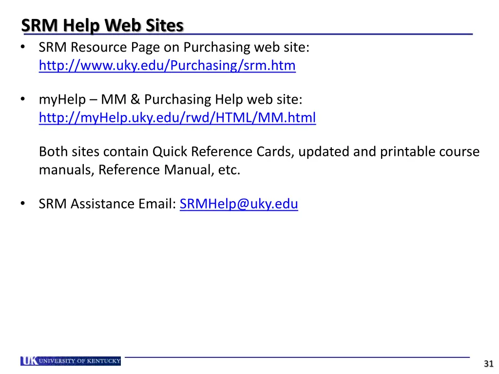 srm help web sites srm resource page