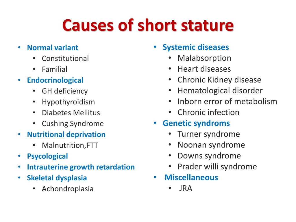 causes of short stature