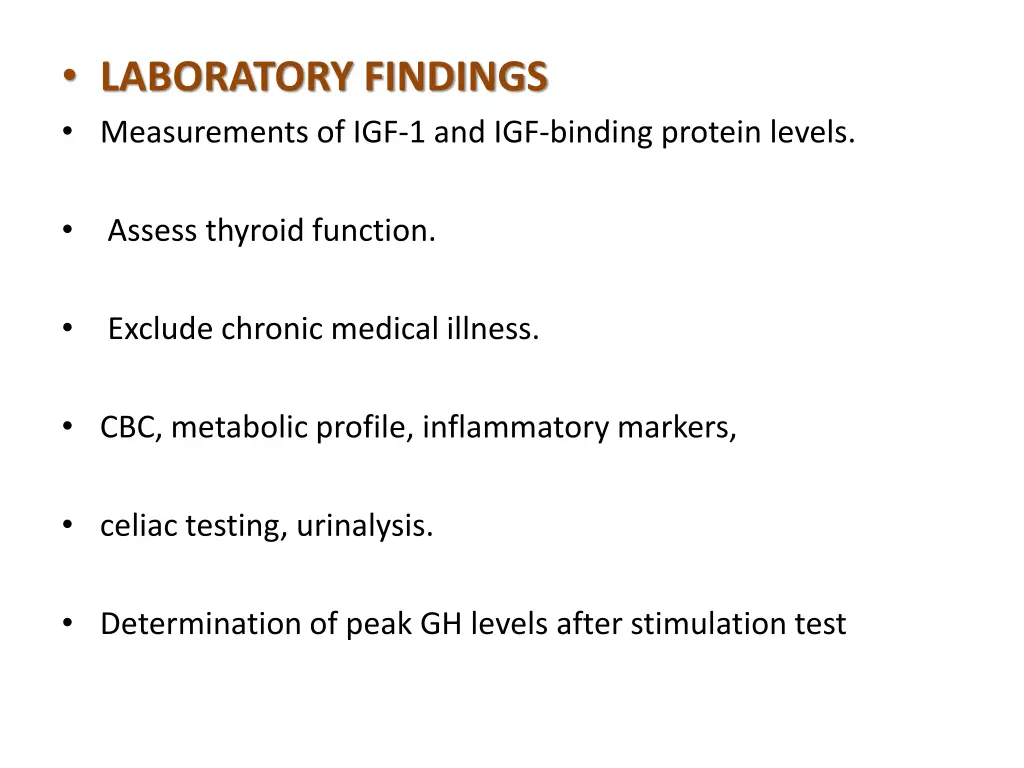 laboratory findings measurements