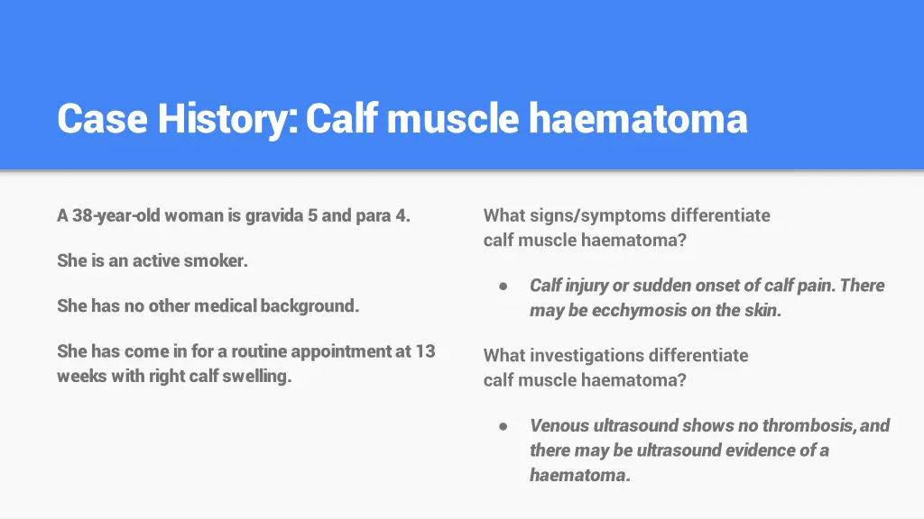 case history calf muscle haematoma 1